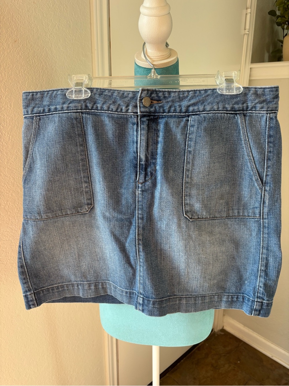 LOFT Denim Mini Skirt in Light Blue